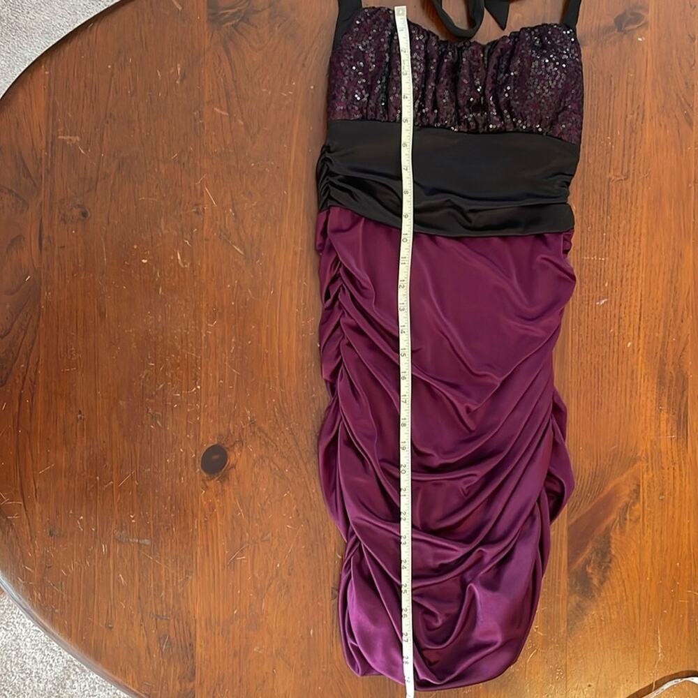 Speechless Sequin Medium Mini Dress Purple Black Made in USA Wear Underarms - Picture 6 of 11